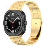 For Samsung Galaxy Watch Ultra 47mm Three Beads Stainless Steel Metal Watch Band, Silver, Black, Gold, Rose Gold