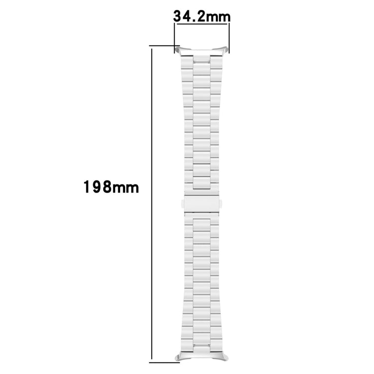 For Samsung Galaxy Watch Ultra 47mm Three Beads Stainless Steel Metal Watch Band, Silver, Black, Gold, Rose Gold