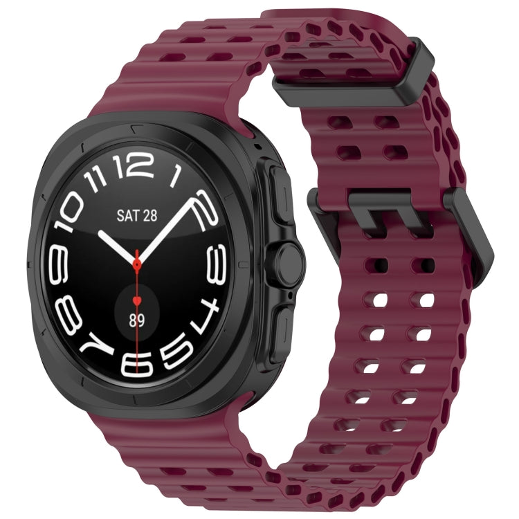 For Galaxy Watch Ultra2 2026 / 2025 / 1 2024 Ocean Hole Dual Buckle Silicone Watch Band, Rock Blue, Pink, Starlight, Dark Blue, Sky Blue, Dark Green, Wine Red, Gray Green, Black, Dark Gray, Orange, White