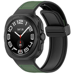 For Samsung Galaxy Watch Ultra 47mm Magnetic Folding Buckle Silicone Leather Watch Band, Black, Gray, Orange, Green, Light Brown, Dark Blue