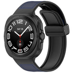 For Samsung Galaxy Watch Ultra 47mm Magnetic Folding Buckle Silicone Leather Watch Band, Black, Gray, Orange, Green, Light Brown, Dark Blue