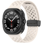 For Galaxy Watch Ultra2 2026 / 2025 / 1 2024 Hole Style Magnetic Folding Buckle Silicone Watch Band, Light Gray, Black, Starlight, Pink, Orange, Dark Blue, Dark Green, White