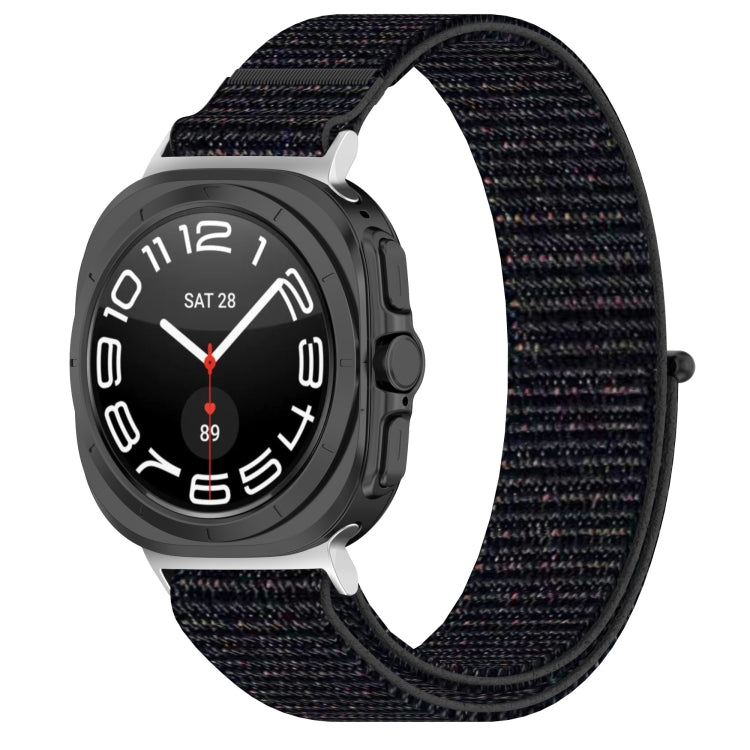 For Samsung Galaxy Watch Ultra 47mm Loop Nylon Hook and Loop Fastener Watch Band, Black, Blue Ocean, Rainbow, Seashell Color, Sea Blue, Gray Blue, Khaki Yellow, Dark Blue, Lime