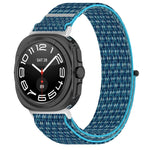 For Samsung Galaxy Watch Ultra 47mm Loop Nylon Hook and Loop Fastener Watch Band, Black, Blue Ocean, Rainbow, Seashell Color, Sea Blue, Gray Blue, Khaki Yellow, Dark Blue, Lime