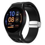 Correia de relógio em silicone com fivela prateada magnética dobrável Richard, para Samsung Galaxy Watch FE 40mm, para Samsung Galaxy Watch 5 Pro Edição Golfe, para Samsung Galaxy Watch 5 Edição Golfe