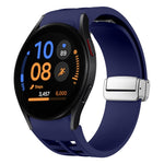 Correia de relógio em silicone com fivela prateada magnética dobrável Richard, para Samsung Galaxy Watch FE 40mm, para Samsung Galaxy Watch 5 Pro Edição Golfe, para Samsung Galaxy Watch 5 Edição Golfe