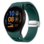 Correia de relógio em silicone com fivela prateada magnética dobrável Richard, para Samsung Galaxy Watch FE 40mm, para Samsung Galaxy Watch 5 Pro Edição Golfe, para Samsung Galaxy Watch 5 Edição Golfe