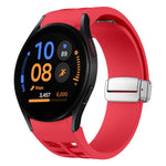 Correia de relógio em silicone com fivela prateada magnética dobrável Richard, para Samsung Galaxy Watch FE 40mm, para Samsung Galaxy Watch 5 Pro Edição Golfe, para Samsung Galaxy Watch 5 Edição Golfe
