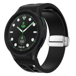 Correia de relógio em silicone com fivela prateada magnética dobrável Richard, para Samsung Galaxy Watch FE 40mm, para Samsung Galaxy Watch 5 Pro Edição Golfe, para Samsung Galaxy Watch 5 Edição Golfe