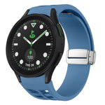 Correia de relógio em silicone com fivela prateada magnética dobrável Richard, para Samsung Galaxy Watch FE 40mm, para Samsung Galaxy Watch 5 Pro Edição Golfe, para Samsung Galaxy Watch 5 Edição Golfe