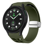 Correia de relógio em silicone com fivela prateada magnética dobrável Richard, para Samsung Galaxy Watch FE 40mm, para Samsung Galaxy Watch 5 Pro Edição Golfe, para Samsung Galaxy Watch 5 Edição Golfe