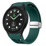 Correia de relógio em silicone com fivela prateada magnética dobrável Richard, para Samsung Galaxy Watch FE 40mm, para Samsung Galaxy Watch 5 Pro Edição Golfe, para Samsung Galaxy Watch 5 Edição Golfe