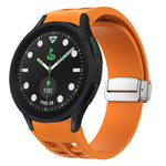 Correia de relógio em silicone com fivela prateada magnética dobrável Richard, para Samsung Galaxy Watch FE 40mm, para Samsung Galaxy Watch 5 Pro Edição Golfe, para Samsung Galaxy Watch 5 Edição Golfe