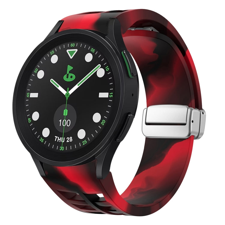 Correia de relógio em silicone com fivela prateada magnética dobrável Richard, para Samsung Galaxy Watch FE 40mm, para Samsung Galaxy Watch 5 Pro Edição Golfe, para Samsung Galaxy Watch 5 Edição Golfe