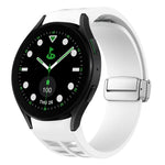 Correia de relógio em silicone com fivela prateada magnética dobrável Richard, para Samsung Galaxy Watch FE 40mm, para Samsung Galaxy Watch 5 Pro Edição Golfe, para Samsung Galaxy Watch 5 Edição Golfe