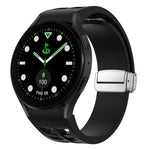 Correia de relógio em silicone com fivela prateada magnética dobrável Richard, para Samsung Galaxy Watch FE 40mm, para Samsung Galaxy Watch 5 Pro Edição Golfe, para Samsung Galaxy Watch 5 Edição Golfe