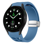 Correia de relógio em silicone com fivela prateada magnética dobrável Richard, para Samsung Galaxy Watch FE 40mm, para Samsung Galaxy Watch 5 Pro Edição Golfe, para Samsung Galaxy Watch 5 Edição Golfe