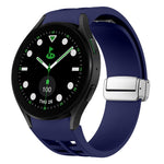 Correia de relógio em silicone com fivela prateada magnética dobrável Richard, para Samsung Galaxy Watch FE 40mm, para Samsung Galaxy Watch 5 Pro Edição Golfe, para Samsung Galaxy Watch 5 Edição Golfe