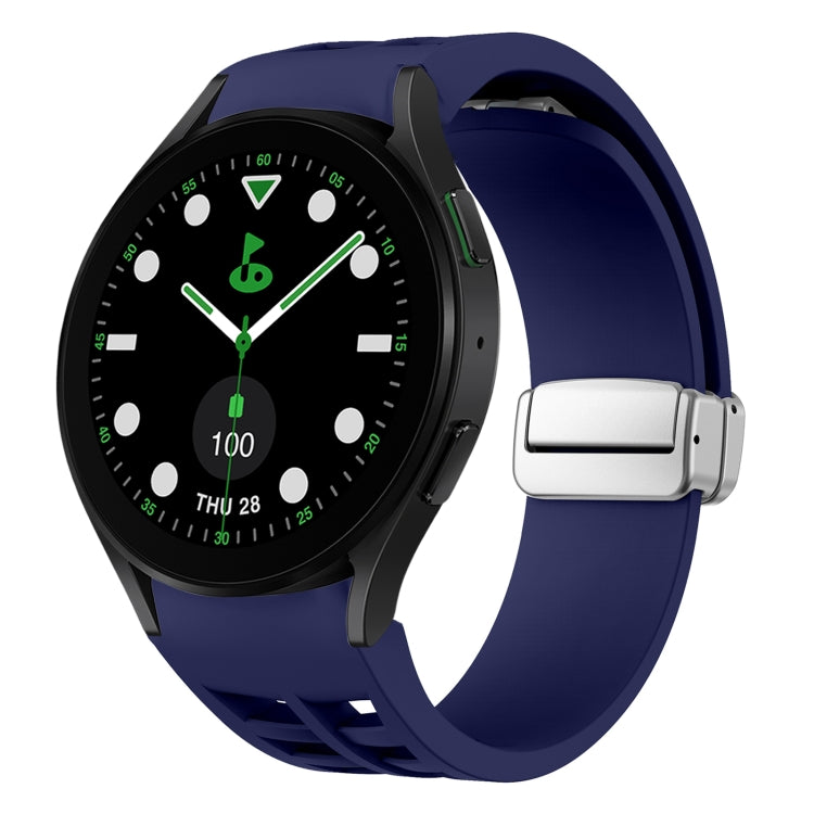 Correia de relógio em silicone com fivela prateada magnética dobrável Richard, para Samsung Galaxy Watch FE 40mm, para Samsung Galaxy Watch 5 Pro Edição Golfe, para Samsung Galaxy Watch 5 Edição Golfe