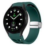Correia de relógio em silicone com fivela prateada magnética dobrável Richard, para Samsung Galaxy Watch FE 40mm, para Samsung Galaxy Watch 5 Pro Edição Golfe, para Samsung Galaxy Watch 5 Edição Golfe
