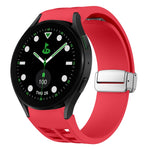 Correia de relógio em silicone com fivela prateada magnética dobrável Richard, para Samsung Galaxy Watch FE 40mm, para Samsung Galaxy Watch 5 Pro Edição Golfe, para Samsung Galaxy Watch 5 Edição Golfe