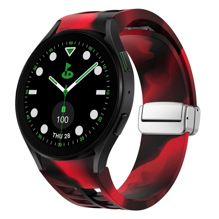 Correia de relógio em silicone com fivela prateada magnética dobrável Richard, para Samsung Galaxy Watch FE 40mm, para Samsung Galaxy Watch 5 Pro Edição Golfe, para Samsung Galaxy Watch 5 Edição Golfe