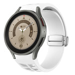 Correia de relógio em silicone com fivela prateada magnética dobrável Richard, para Samsung Galaxy Watch 5 Pro 45mm, para Samsung Galaxy Watch 7 40 / 44mm, para Samsung Galaxy Watch 6 Classic 43 / 47mm