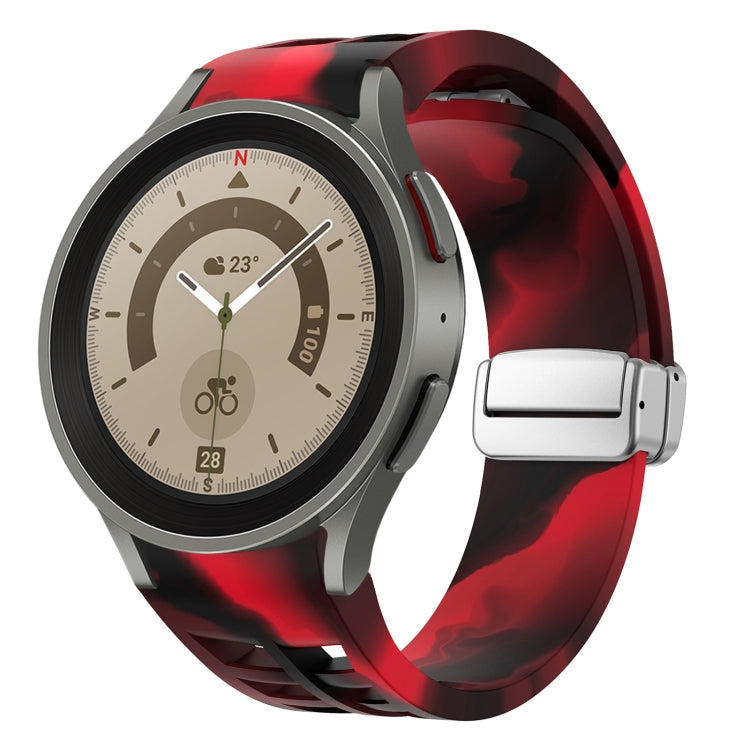 Correia de relógio em silicone com fivela prateada magnética dobrável Richard, para Samsung Galaxy Watch 5 Pro 45mm, para Samsung Galaxy Watch 7 40 / 44mm, para Samsung Galaxy Watch 6 Classic 43 / 47mm