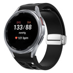 Correia de relógio em silicone com fivela prateada magnética dobrável Richard, para Samsung Galaxy Watch 5 Pro 45mm, para Samsung Galaxy Watch 7 40 / 44mm, para Samsung Galaxy Watch 6 Classic 43 / 47mm