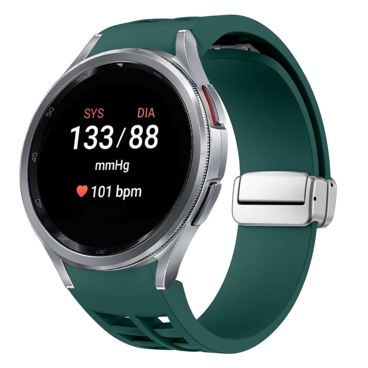 Correia de relógio em silicone com fivela prateada magnética dobrável Richard, para Samsung Galaxy Watch 5 Pro 45mm, para Samsung Galaxy Watch 7 40 / 44mm, para Samsung Galaxy Watch 6 Classic 43 / 47mm