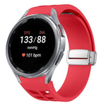 Correia de relógio em silicone com fivela prateada magnética dobrável Richard, para Samsung Galaxy Watch 5 Pro 45mm, para Samsung Galaxy Watch 7 40 / 44mm, para Samsung Galaxy Watch 6 Classic 43 / 47mm
