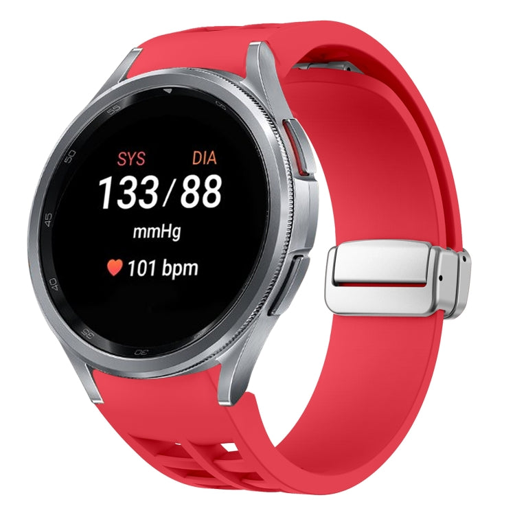Correia de relógio em silicone com fivela prateada magnética dobrável Richard, para Samsung Galaxy Watch 5 Pro 45mm, para Samsung Galaxy Watch 7 40 / 44mm, para Samsung Galaxy Watch 6 Classic 43 / 47mm