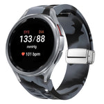 Correia de relógio em silicone com fivela prateada magnética dobrável Richard, para Samsung Galaxy Watch 5 Pro 45mm, para Samsung Galaxy Watch 7 40 / 44mm, para Samsung Galaxy Watch 6 Classic 43 / 47mm
