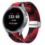 Correia de relógio em silicone com fivela prateada magnética dobrável Richard, para Samsung Galaxy Watch 5 Pro 45mm, para Samsung Galaxy Watch 7 40 / 44mm, para Samsung Galaxy Watch 6 Classic 43 / 47mm