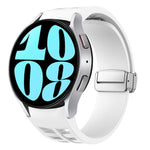 Correia de relógio em silicone com fivela prateada magnética dobrável Richard, para Samsung Galaxy Watch 6 40 / 44mm, para Samsung Galaxy Watch 5 40 / 44mm, para Samsung Galaxy Watch 4 40 / 44mm