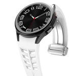 Correia de relógio em silicone com fivela prateada magnética dobrável Richard, para Samsung Galaxy Watch 6 40 / 44mm, para Samsung Galaxy Watch 5 40 / 44mm, para Samsung Galaxy Watch 4 40 / 44mm