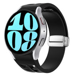 Correia de relógio em silicone com fivela prateada magnética dobrável Richard, para Samsung Galaxy Watch 6 40 / 44mm, para Samsung Galaxy Watch 5 40 / 44mm, para Samsung Galaxy Watch 4 40 / 44mm