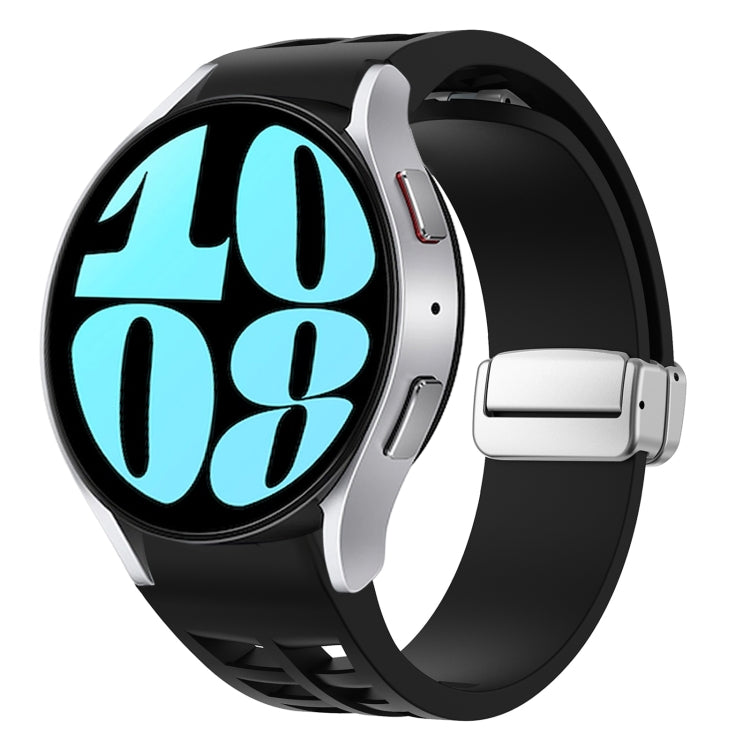 Correia de relógio em silicone com fivela prateada magnética dobrável Richard, para Samsung Galaxy Watch 6 40 / 44mm, para Samsung Galaxy Watch 5 40 / 44mm, para Samsung Galaxy Watch 4 40 / 44mm