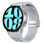 Correia de relógio em silicone com fivela prateada magnética dobrável Richard, para Samsung Galaxy Watch 6 40 / 44mm, para Samsung Galaxy Watch 5 40 / 44mm, para Samsung Galaxy Watch 4 40 / 44mm