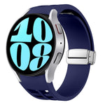 Correia de relógio em silicone com fivela prateada magnética dobrável Richard, para Samsung Galaxy Watch 6 40 / 44mm, para Samsung Galaxy Watch 5 40 / 44mm, para Samsung Galaxy Watch 4 40 / 44mm