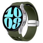 Correia de relógio em silicone com fivela prateada magnética dobrável Richard, para Samsung Galaxy Watch 6 40 / 44mm, para Samsung Galaxy Watch 5 40 / 44mm, para Samsung Galaxy Watch 4 40 / 44mm