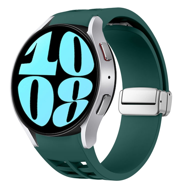 Correia de relógio em silicone com fivela prateada magnética dobrável Richard, para Samsung Galaxy Watch 6 40 / 44mm, para Samsung Galaxy Watch 5 40 / 44mm, para Samsung Galaxy Watch 4 40 / 44mm