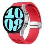 Correia de relógio em silicone com fivela prateada magnética dobrável Richard, para Samsung Galaxy Watch 6 40 / 44mm, para Samsung Galaxy Watch 5 40 / 44mm, para Samsung Galaxy Watch 4 40 / 44mm