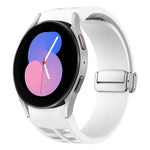 Correia de relógio em silicone com fivela prateada magnética dobrável Richard, para Samsung Galaxy Watch 6 40 / 44mm, para Samsung Galaxy Watch 5 40 / 44mm, para Samsung Galaxy Watch 4 40 / 44mm