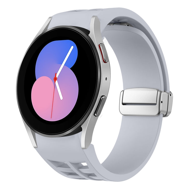 Correia de relógio em silicone com fivela prateada magnética dobrável Richard, para Samsung Galaxy Watch 6 40 / 44mm, para Samsung Galaxy Watch 5 40 / 44mm, para Samsung Galaxy Watch 4 40 / 44mm