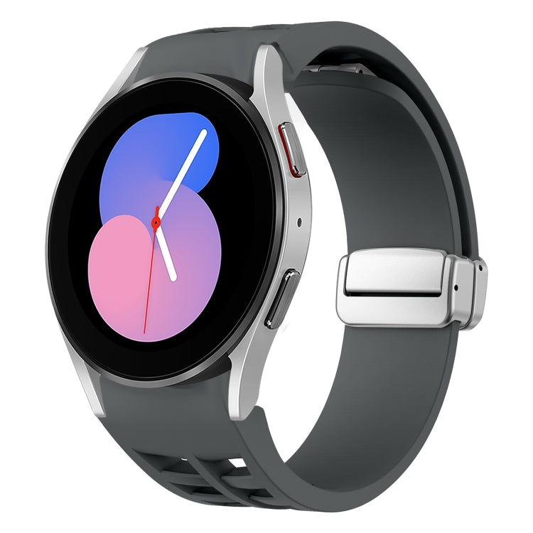 Correia de relógio em silicone com fivela prateada magnética dobrável Richard, para Samsung Galaxy Watch 6 40 / 44mm, para Samsung Galaxy Watch 5 40 / 44mm, para Samsung Galaxy Watch 4 40 / 44mm