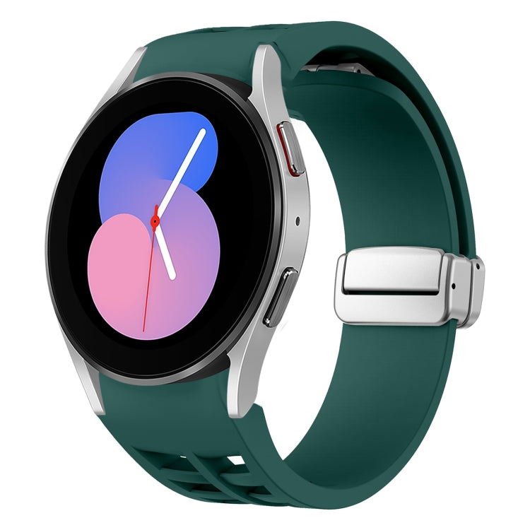 Correia de relógio em silicone com fivela prateada magnética dobrável Richard, para Samsung Galaxy Watch 6 40 / 44mm, para Samsung Galaxy Watch 5 40 / 44mm, para Samsung Galaxy Watch 4 40 / 44mm