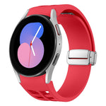 Correia de relógio em silicone com fivela prateada magnética dobrável Richard, para Samsung Galaxy Watch 6 40 / 44mm, para Samsung Galaxy Watch 5 40 / 44mm, para Samsung Galaxy Watch 4 40 / 44mm