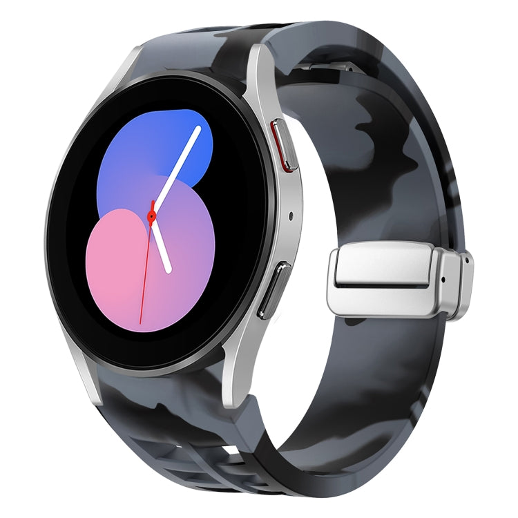 Correia de relógio em silicone com fivela prateada magnética dobrável Richard, para Samsung Galaxy Watch 6 40 / 44mm, para Samsung Galaxy Watch 5 40 / 44mm, para Samsung Galaxy Watch 4 40 / 44mm