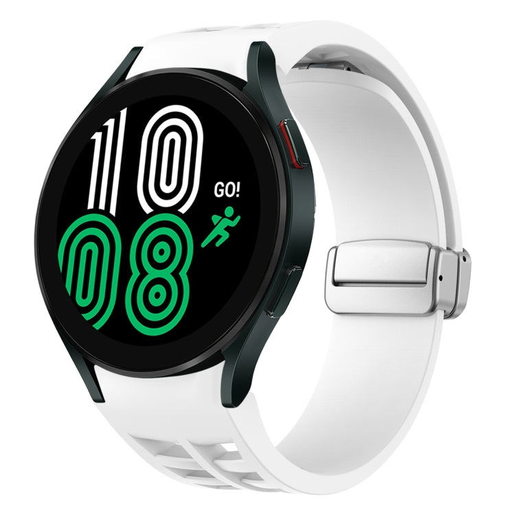 Correia de relógio em silicone com fivela prateada magnética dobrável Richard, para Samsung Galaxy Watch 6 40 / 44mm, para Samsung Galaxy Watch 5 40 / 44mm, para Samsung Galaxy Watch 4 40 / 44mm